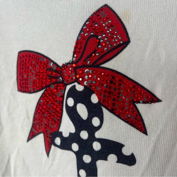 Leo guy tshirt sailor rhinestone White Tee with Black Anchor and Red Bow - Picture 8 of 8